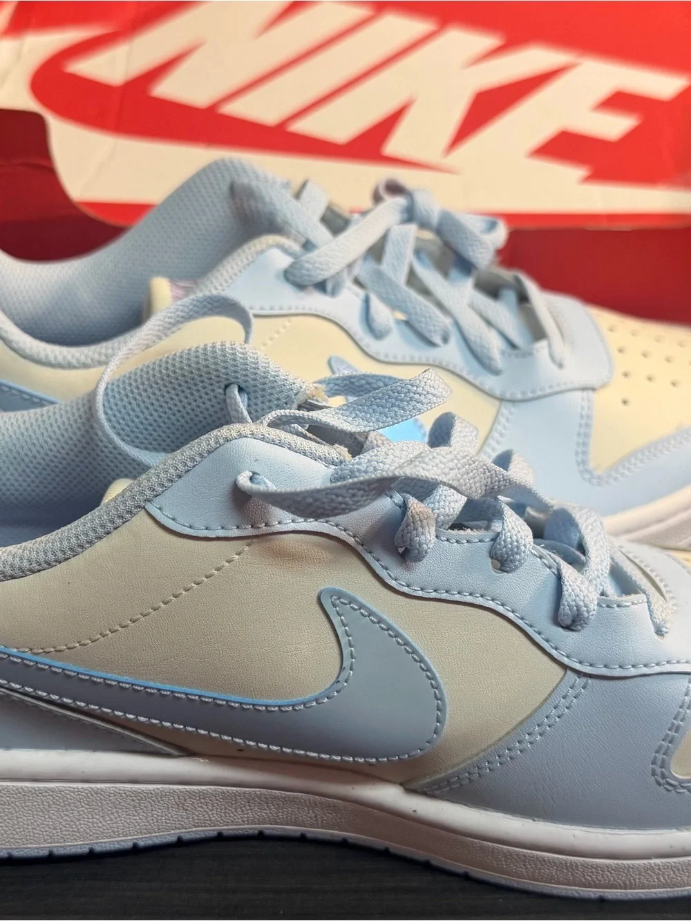 Nike Kids Light Blue and Cream Low-Top Sneakers